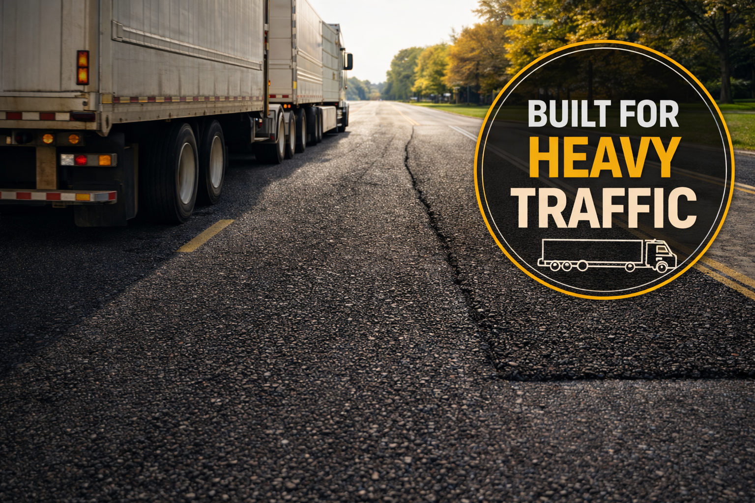 Logistics terminal with heavy cargo trucks